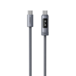 AUKEY CB-DCC245 Circlet Blink EMO DTY Braided USB-C to USB-C Cable with LED Display สายชาร์จ (USB-c to USB-C | 1M | 240W) - Gray