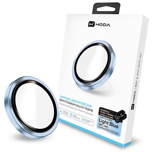 Hoda-Sapphire-Lens-Protector–Titanium-18-Pro-18-Pro-Max-5 Hoda Sapphire Lens Protector กระจกกันรอยเลนส์กล้อง iPhone 18 Pro Max / iPhone18 Pro - (Blue) - Image 1