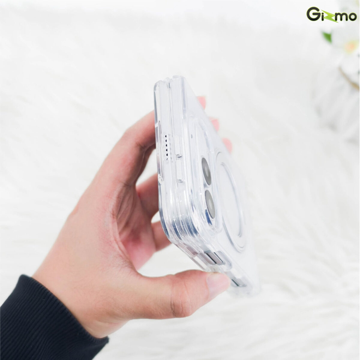 (มีพร้อมส่ง) Gizmo Defense Magnetic Rotate Stand Case เคส iPhone Duo - Clear/Silver - Image 8