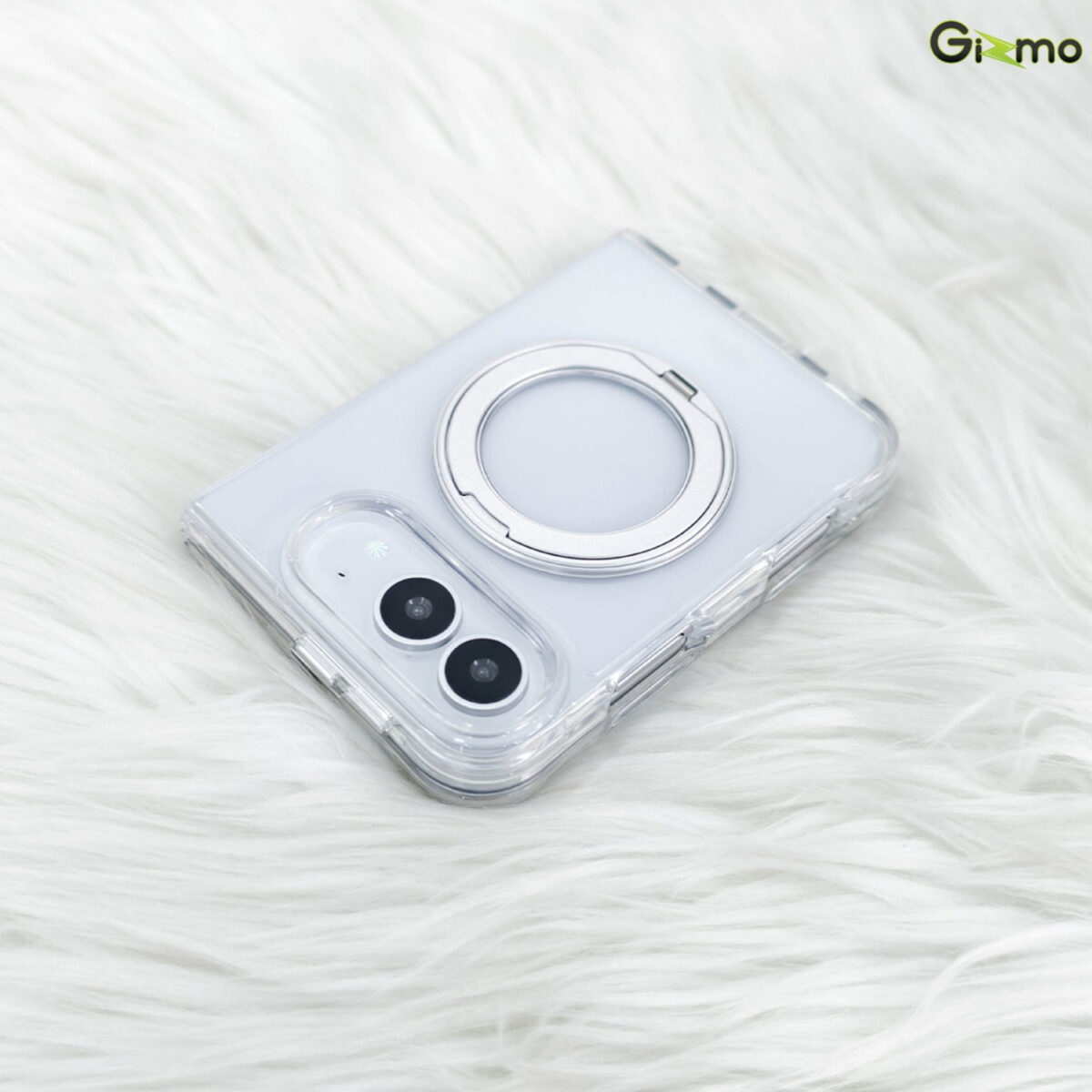 (มีพร้อมส่ง) Gizmo Defense Magnetic Rotate Stand Case เคส iPhone Duo - Clear/Silver - Image 4