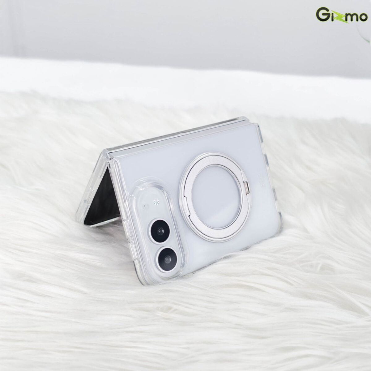 (มีพร้อมส่ง) Gizmo Defense Magnetic Rotate Stand Case เคส iPhone Duo - Clear/Silver - Image 3