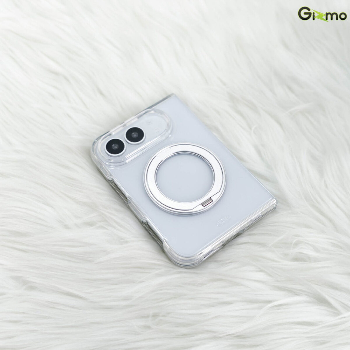 (มีพร้อมส่ง) Gizmo Defense Magnetic Rotate Stand Case เคส iPhone Duo - Clear/Silver - Image 2